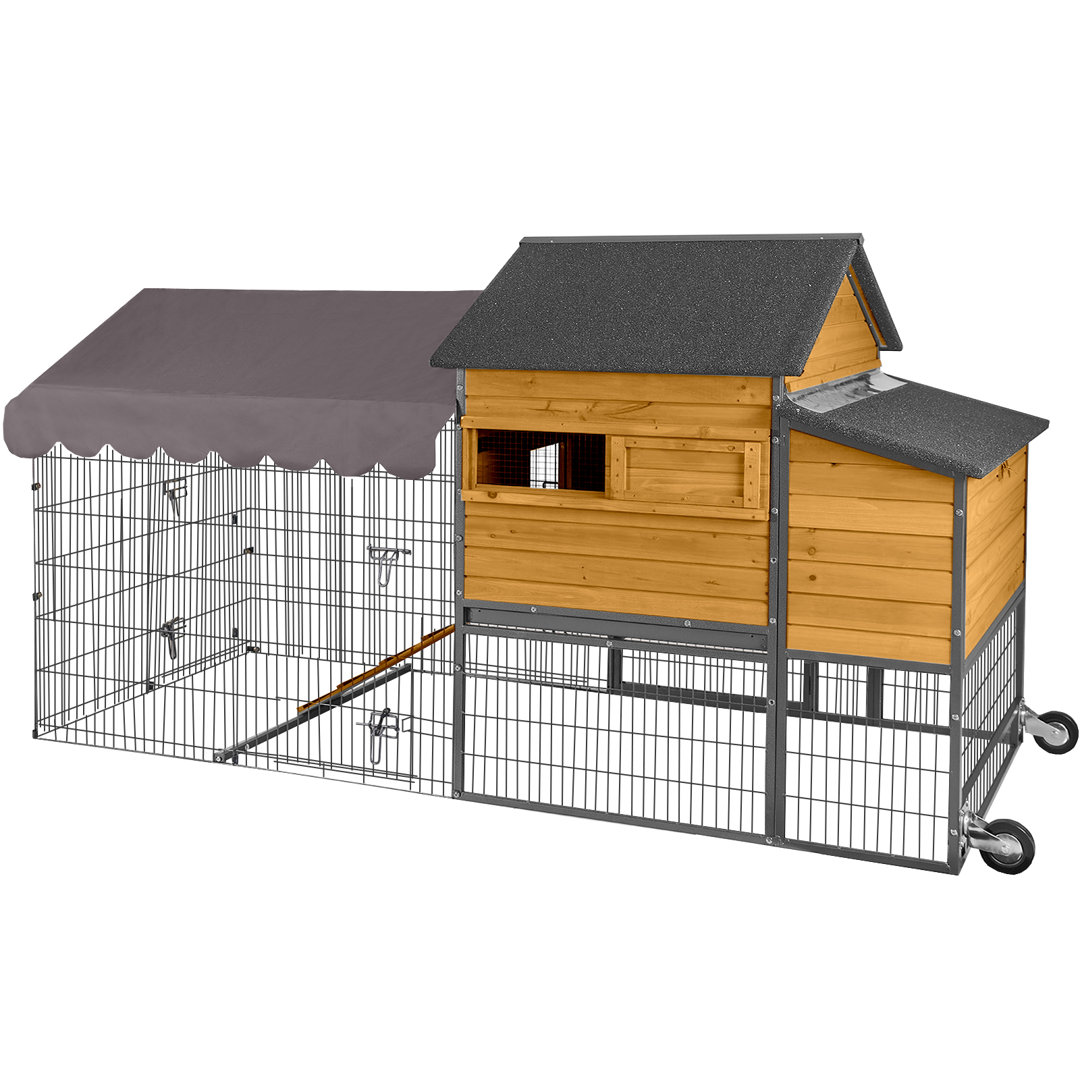 Mobile Chicken Coop 85" Large All-Steel Frame Hen House